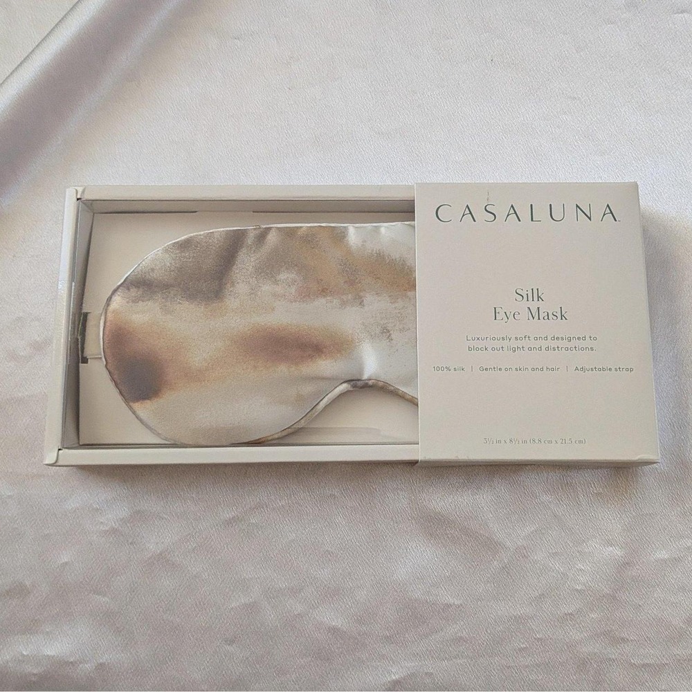 New Casaluna 100% Silk Eye Mask Blush Watercolor Luxury Sleep Mask